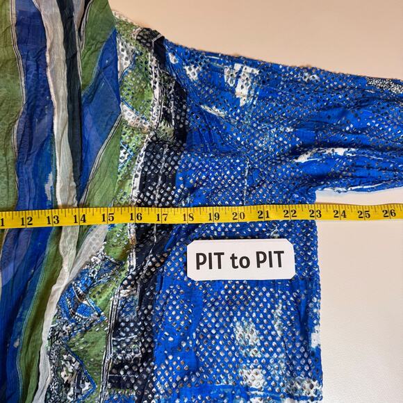 Chicos water color swimsuit mesh cover up Kimono size 2 Beach Resort - Picture 4 of 7